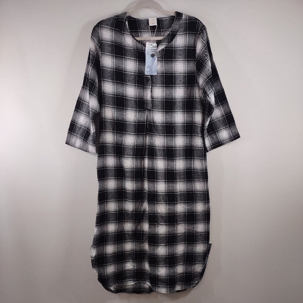 Sioro Flannel Pajamas, Size Small, Black/White Checkered, NWT